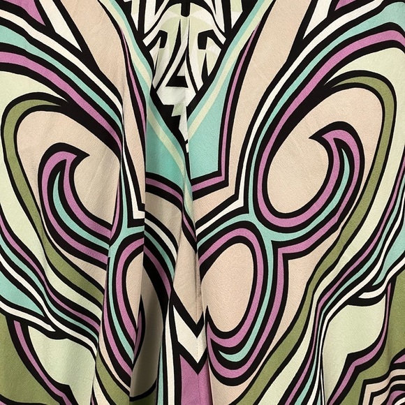 Nicole Miller 100% silk BoHo abstract, spaghetti strap dress size 6 - Picture 6 of 9